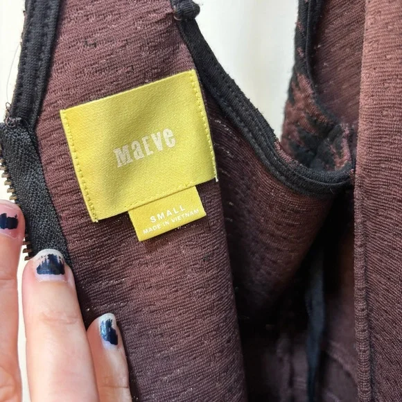 Anthropologie Maeve Meridian Brown Black Midi Dress Size Small Office Bodycon - Picture 5 of 11